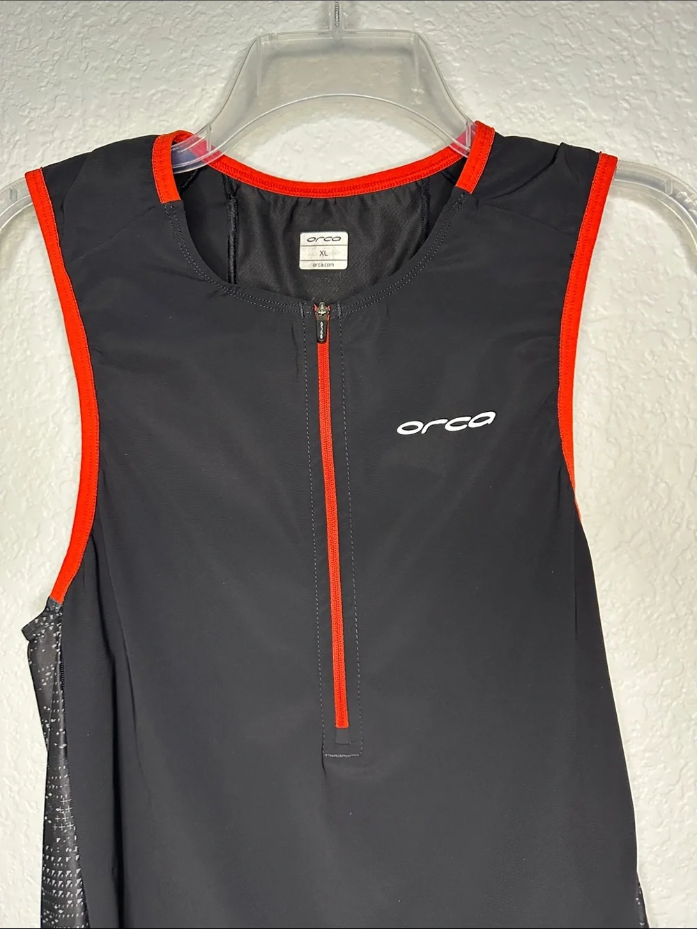 Orca Men's 226 Triathlon Top with Red Trim Sleeveless Stretchskin Swim Top XL